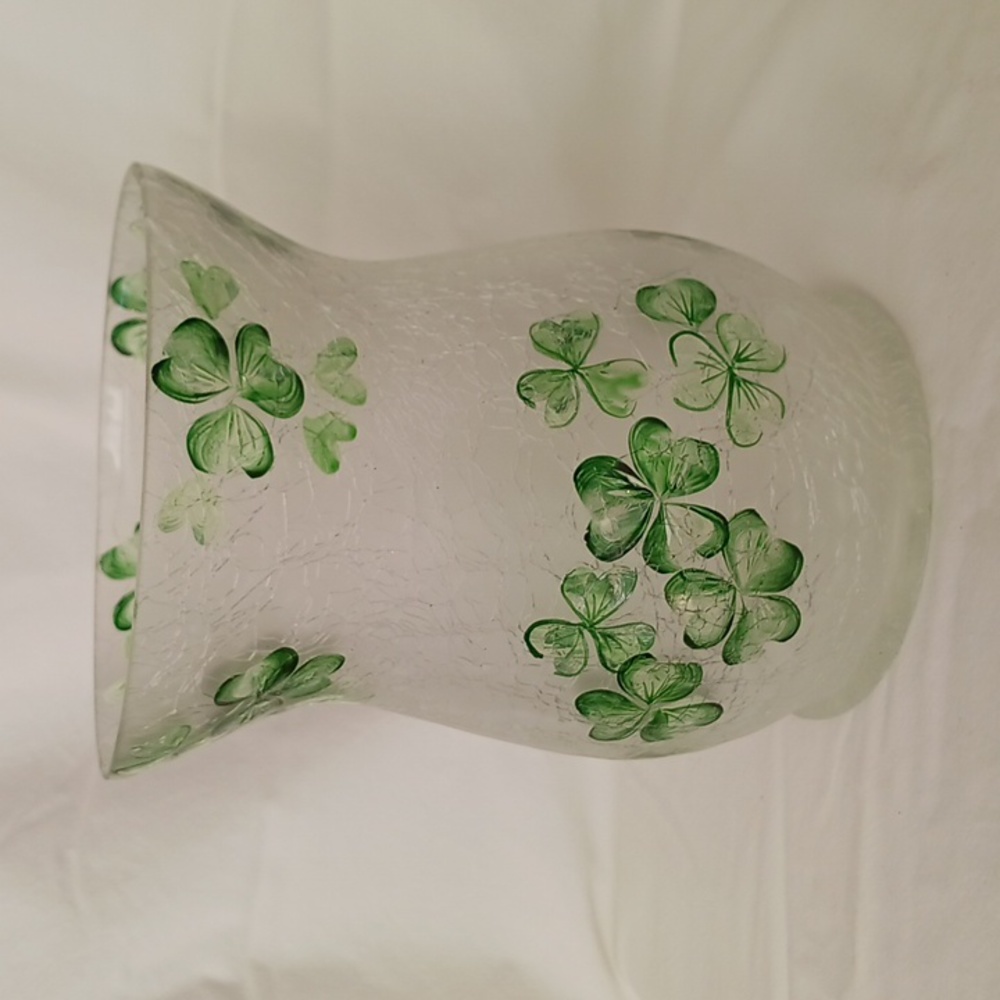 St Patrick's Day Shamrock theme Glass Candleholder/ Vase